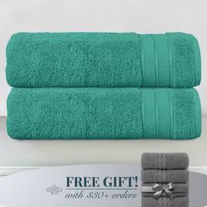 Mocassi 2-Piece Turkish Cotton Three Line Popcorn Bath Towel Set, 27 x 54 inch