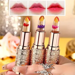 1 Pack Color-Changing Lipstick - Crystal Flower Jelly Lip Balm with Magic Temperature Effect | Long-Lasting Hydrating & Nourishing - Christmas & Valentines Gift for girlfriend, mom, wife