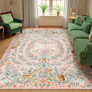 Vintage Unicorn Pattern Rug, Bohemian Area Rug, 1 Count Non-slip Soft Foldable Floor Mat, Decorative Carpet for Home Living Room Bedroom Hotel Dormitory