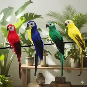 Colorful Feather Garden Bird Decor for Spring Party Outdoor Waterproof UV Resistant Fake Bird Ornament Creative Home Entryway Landscape Decor Garden Sculptures Statues