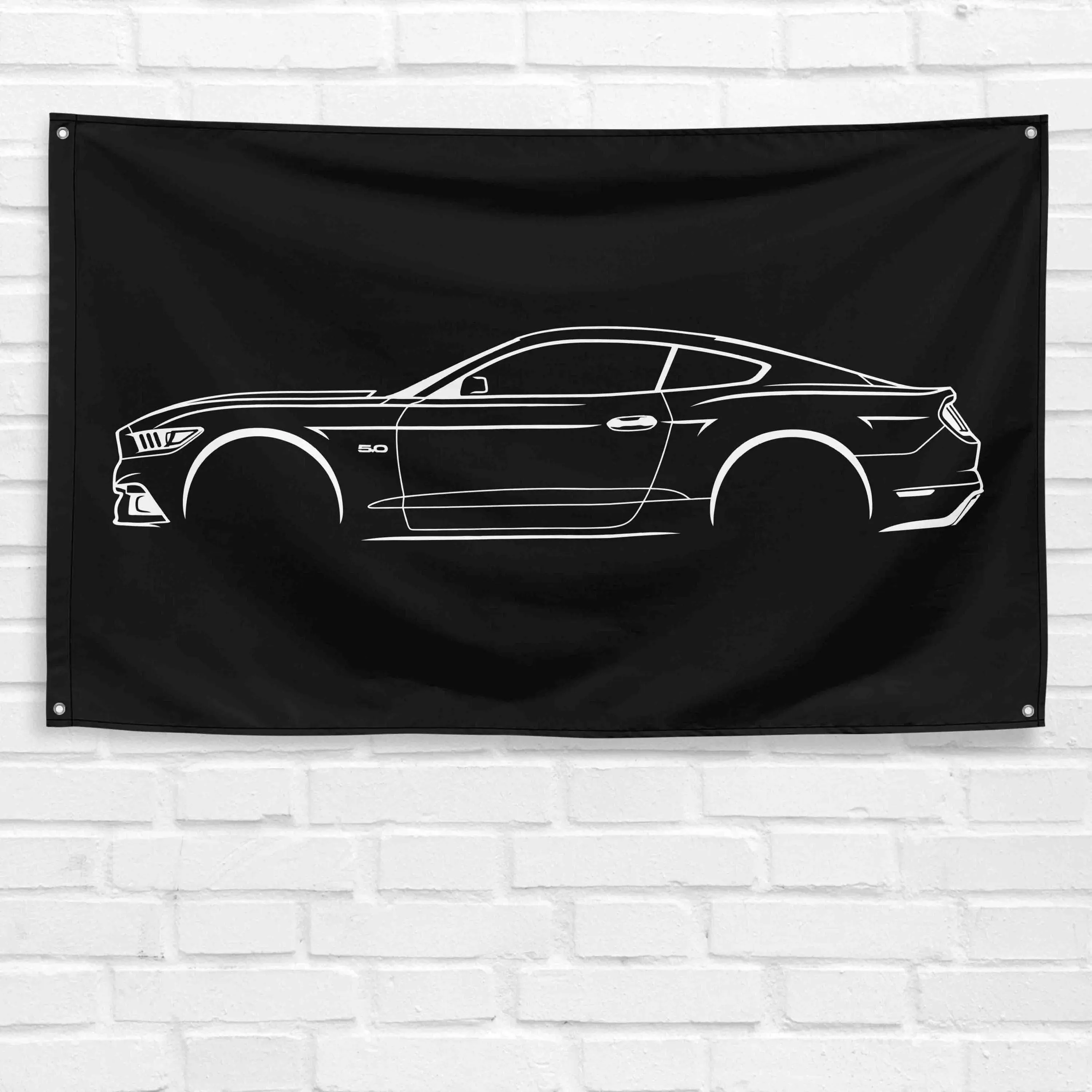2016 Mustang Themed 3x5 ft Synthetic Single Sided Durable Polyester Flag Banner, Vibrant Print Indoor Wall Hanging Backdrop, Garage Man Cave Decor, Ideal Birthday Gift for Dads
