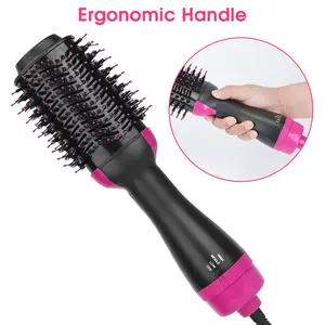 Curling iron 4 In 1 Hot Hair Brush Dryer Volumizer Comb for Straightening Curling Drying with 3 Heat Settings & Ergonomic Handle - Smooth