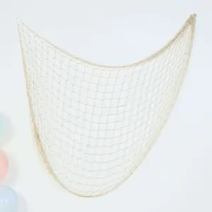 Cotton Fish Net Natural - Stylish Nautical Backdrop With Ties for Parties & Events 5ftx5ft