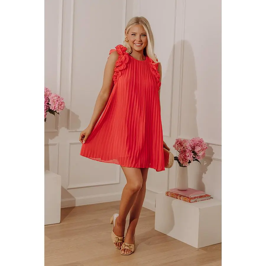 Honeysuckle Dreams Pleated Dress In Calypso