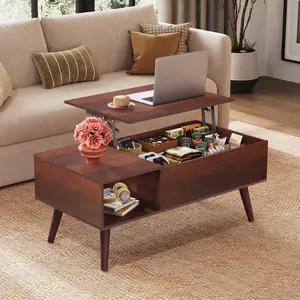 WLIVE Coffee Table for Living Room, Lift Top Coffee Table with Storage, Small Rising Wooden Dining Center Table with Storage Shelf & Hidden Compartment, 39"
