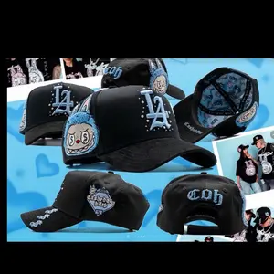LA Baseball Cap with Cartoon Design and "COH" Text, Black Color, Adjustable Fit, Perfect for Fans and Casual Wear