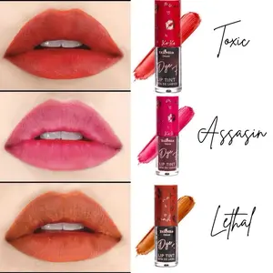 Italia Deluxe To Dye For Waterproof Lip Tint 3 piece bundle - Long Lasting Bold Color, Water-Based Formula, Lightweight Wear, High Pigment, Glossy Finish, Toxic Shade