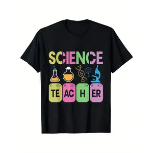 Science Teacher Funny Periodic Table Elements Graphic T-Shirt, Suitable for Unisex Personality Casual Round Neck Outdoor Short-Sleeved T-Shirt, Slightly Elastic, 100% Cotton, S-XXXL time  tee  shirt  backwards graphic tee