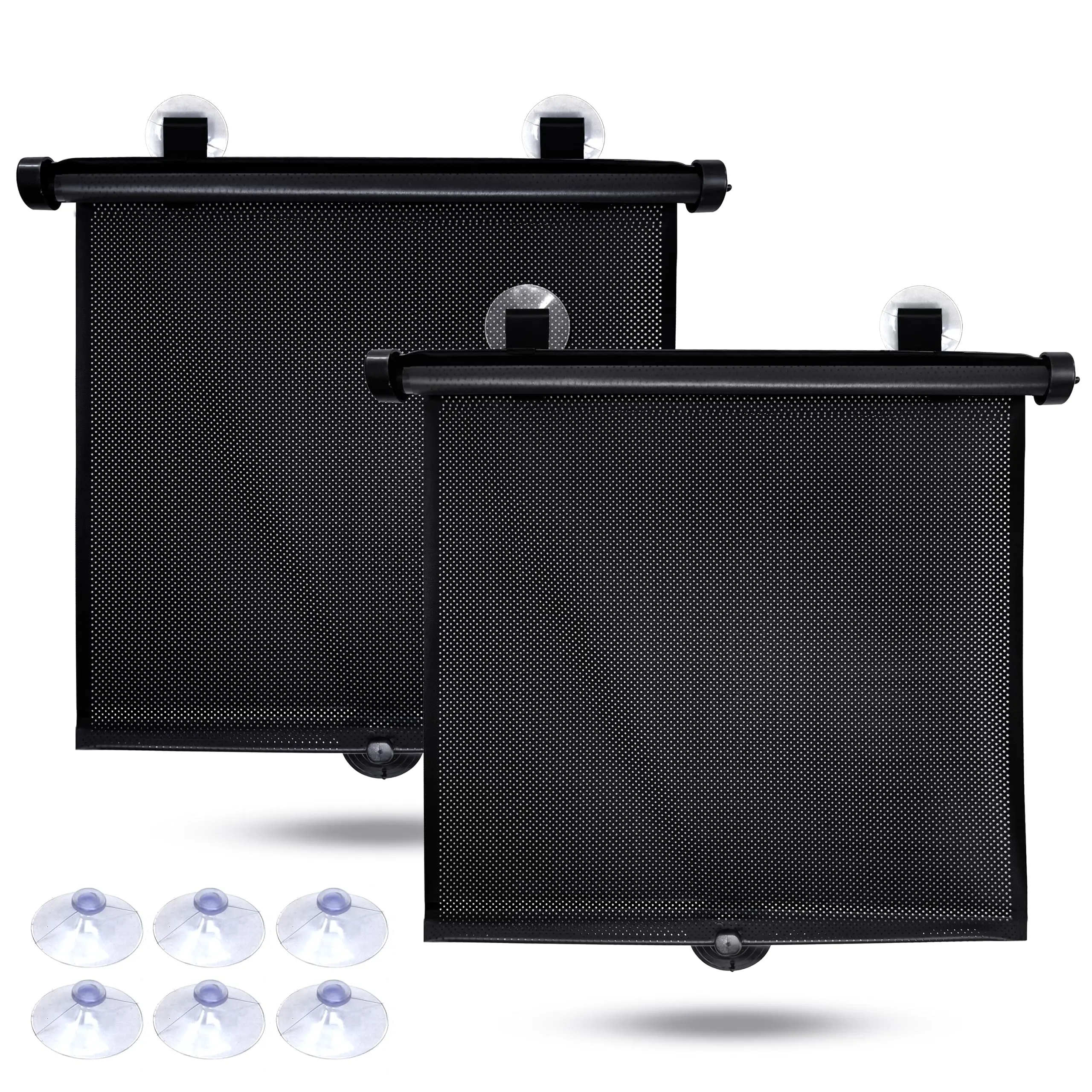 EcoNour Baby Car Exterior Windshield Sunshade Cover (2-Pack, 18"x20") - Adjustable, Heat-Reducing, UV-Shielding Automotive Accessory with Suction Cups, Six