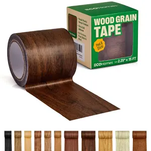 Self Adhesive Brown Wood Grain Repair Tape Peel & Stick Veneer Strips Trim for Furniture Vinyl Floor Door Patch Kit Dark Walnut