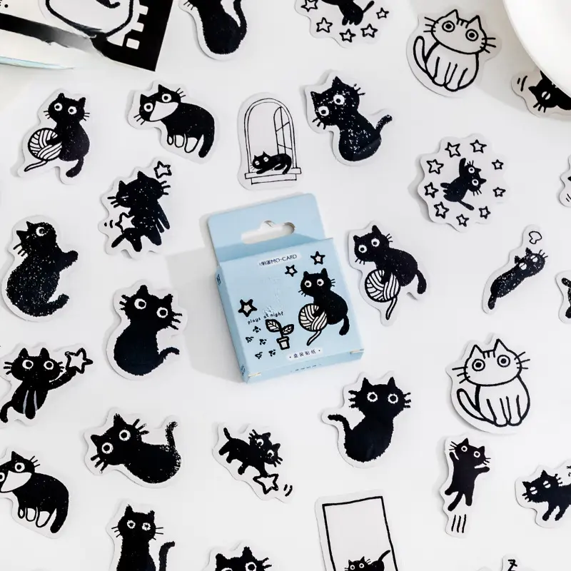 6 box/set Mr. paper cat themed DIY material box pack of 270 stickers DIY material decoration stickers Craft Design