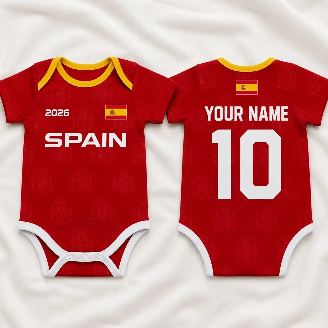 Personalized Spain Baby Bodysuit, Custom Name Number Infant Soccer Outfit, Spain Baby Jersey 2DQ