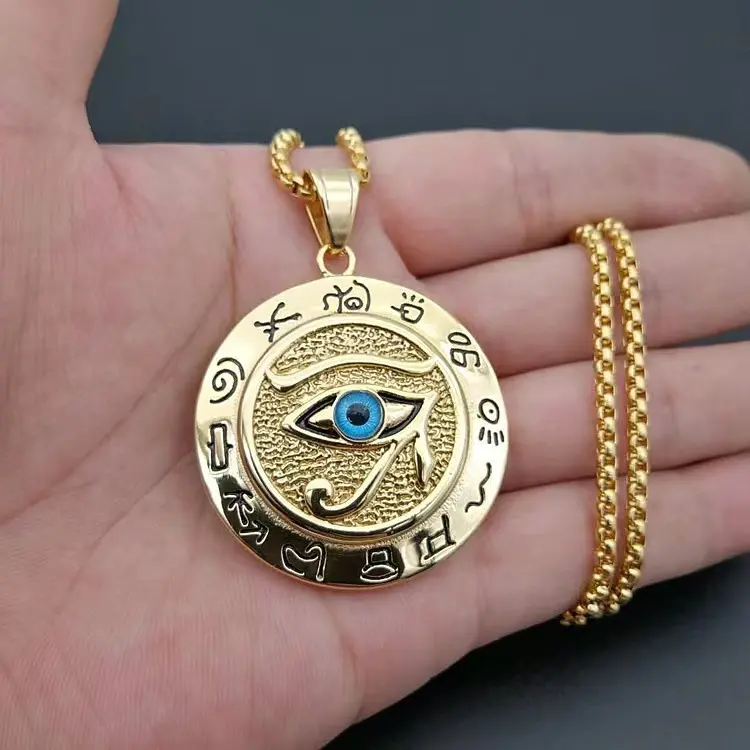 Titanium/Stainless Steel Horus Eye Pendant Necklace - Ancient Egyptian Eagle Head God Eye Gift for each party