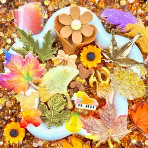 Maple Dream- Mixed Craft Embellishment Pack for Journals & DIY Crafts – Metal, Resin, Rhinestones & Artificial Flowers Assortment for Scrapbooking, Resin Art & Decoration