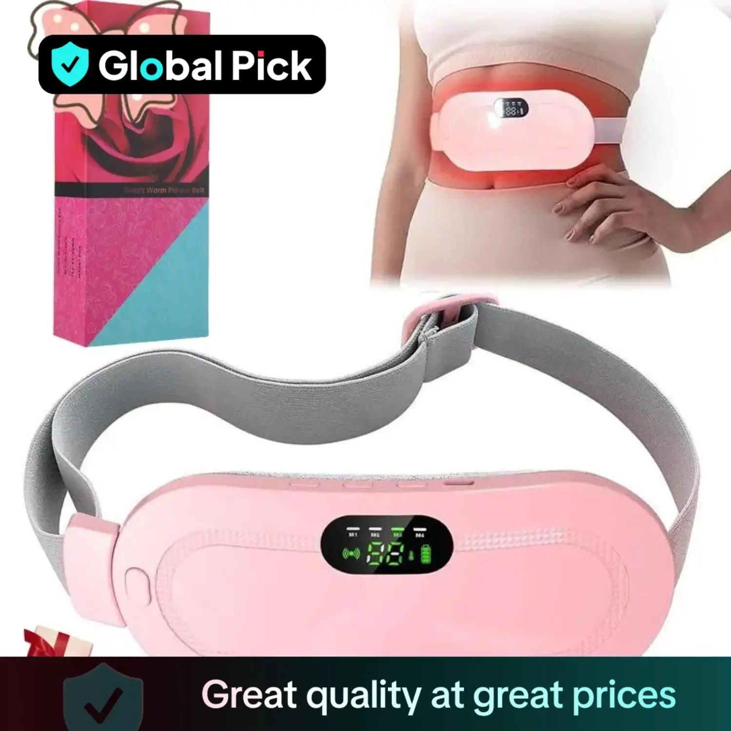 Menstrual Heating Pad Smart Uterus Warmer Belt, Cordless Heating Pad, Adjustable Heating Temperature, Electric Waist Belt, Durable Material Waist Vibr