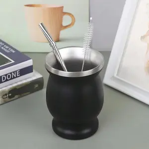 3pcs/set Gourd Shaped Belly Coffee Mug with Spoon & Cleaning Brush, Portable Drinking Cup, Drinking Supplies For Daily Use