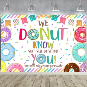 1 Set Going Away Party Decoration We Donut Know What We Would Do Without You Decorations with I Donut Want To Say Goodbye Backdrop for Graduation Relocation Retirement Farewell Party
