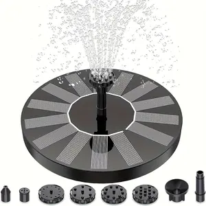 Solar Bird Bath Fountain Pump with 6 Nozzles, Solar Powered Water Feature for Garden Fountains, Pond Pool Aquarium Outdoor Use, 1.5w Energy Efficient