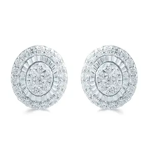 1/3Ct TW Diamond Oval Cluster Fashion Stud Earring in Sterling Silver