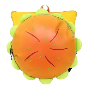 2026 Summer New Cute Burger Cartoon Backpack for Women, Large Capacity, Quirky and Stylish Double-Shoulder Bag crossbody curve tote Preppy Transparent Nylon
