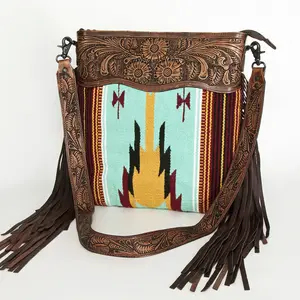 American Darling Signature Crossbody Hand Tooled Saddle Blanket Genuine Leather Western Women Bag Handbag Purse | for Cute