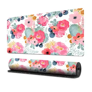 Floral Pattern Mouse Pad, 1 Count Large Mouse Pad, Desk Mat for Desktop, Gaming Mousepad, Computer  Laptop Protector Writing Pads for School Office Home