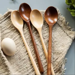 Wooden Spoon, 1 Count Long Handle Soup Spoon, Household Wooden Tableware, Soup Spoon for Eating, Kitchen Utensils, Dinnerware Utensils, Home