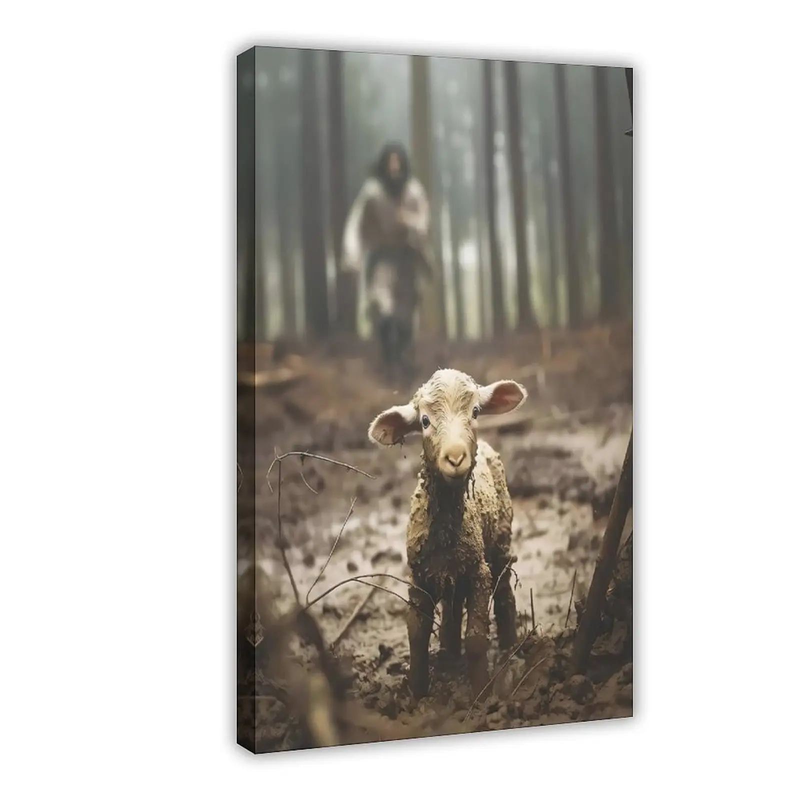 Palette Dreams Wrapped Canvas Christian Wall Art Framed Jesus Artwork Painting Print for Wall Decor Christian Lamb of God Room Decor for Living Room Or Prayer Room