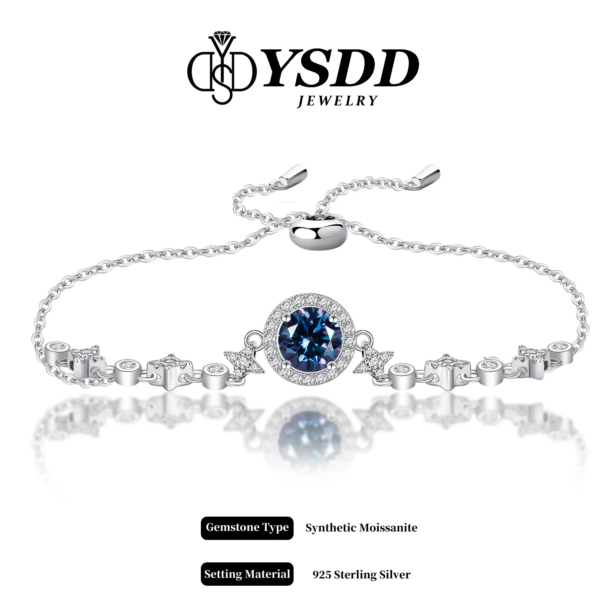 【#287 Starry Halo 】DIY Colors 1CT Round Halo Moissanite Slider Bracelet in 925 Sterling Silver 【#287 Starry Halo 】DIY Colors 1CT Round Halo Moissanite Slider Bracelet in 925 Sterling Silver