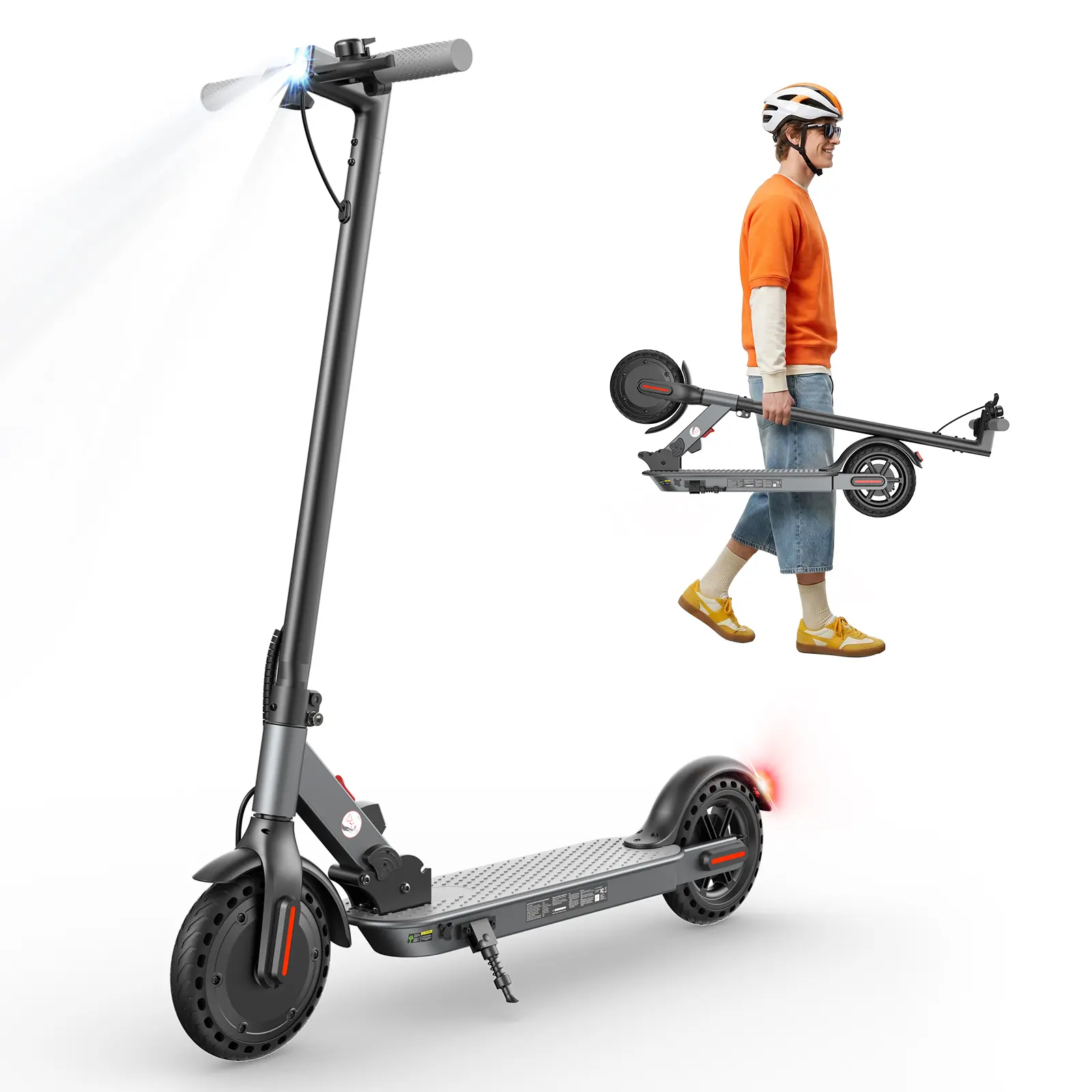 Foldable Electric Scooter for Unisex Adults, Iron Frame Commuter with 500W Peak Motor, 21 MPH Top Speed, 18km Real-World Range, 8.5" Honeycomb Never-Flat Tires, 42V Fast Charger, Compact Fold, Foldable Portable Scooter, Motorized Scooters