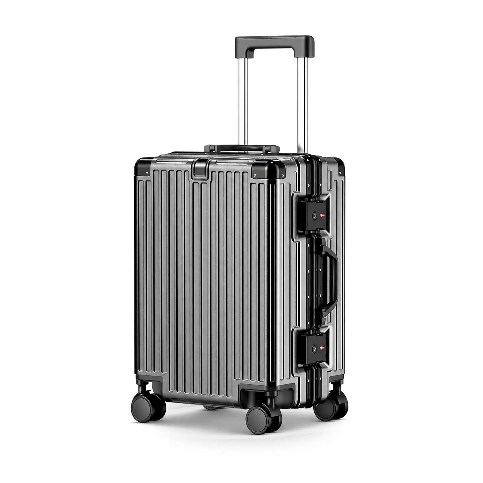 20 in Zipperless Luggage, Business Carry-On Suitcase with Aluminum Frame, TSA Lock, USB Charging Port, Cup Holder, Phone Stand, Bag Hook and Smooth Spinner Wheels for Airport Travel, Work Trips and Short Getaways