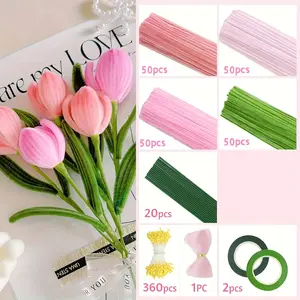 Chalk Sticks Set, Includes Video Tutorial, Vibrant Chenille Strips, Loose Craft Supplies, Flower Kit, Holiday Decorations