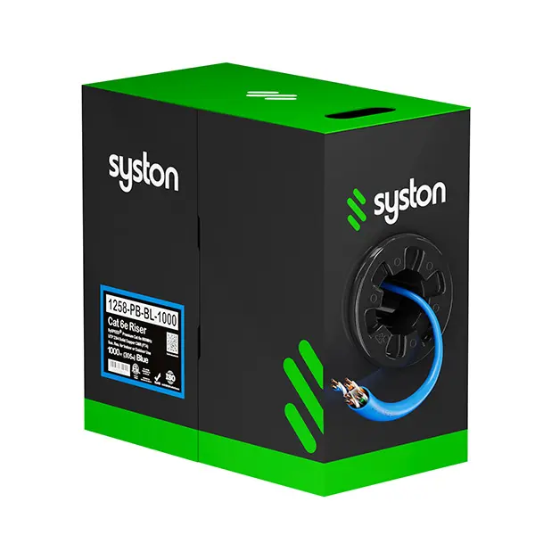SYSTON Cat6e CMR Ethernet Cable Bulk (20ft-1000ft )- Unshielded (UTP) Riser Rated, 23AWG Solid Copper, 600MHz, 10Gbps UL/ETL Network Cable for Indoor/Outdoor, PoE+, RJ45 LAN, Gaming, Office, Data Centers