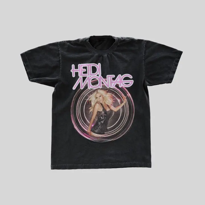 HEIDI MONTAG SUPERFICIAL 2 Sided Print T-Shirt with Album Cover Photo & Track Listing on Back, Sizes S-3XL, Casual Style, Made in Los Angeles by NEWPORT BLEACH - Cotton, Menswear