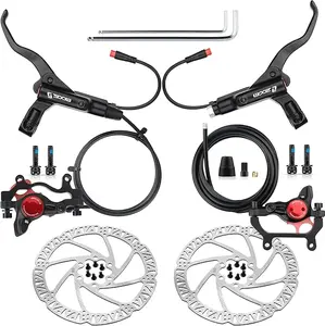 Hycline Ebike Hydraulic Disc Brake Set: Zoom H875E 2-Pistons Power-Off Electric Bike Brake Kit with 2-PIN Sensor Included 160mm/180mm Rotors and Mounting Adapter