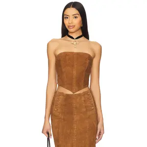 Understated Leather Handkerchief Leather Top in Brown