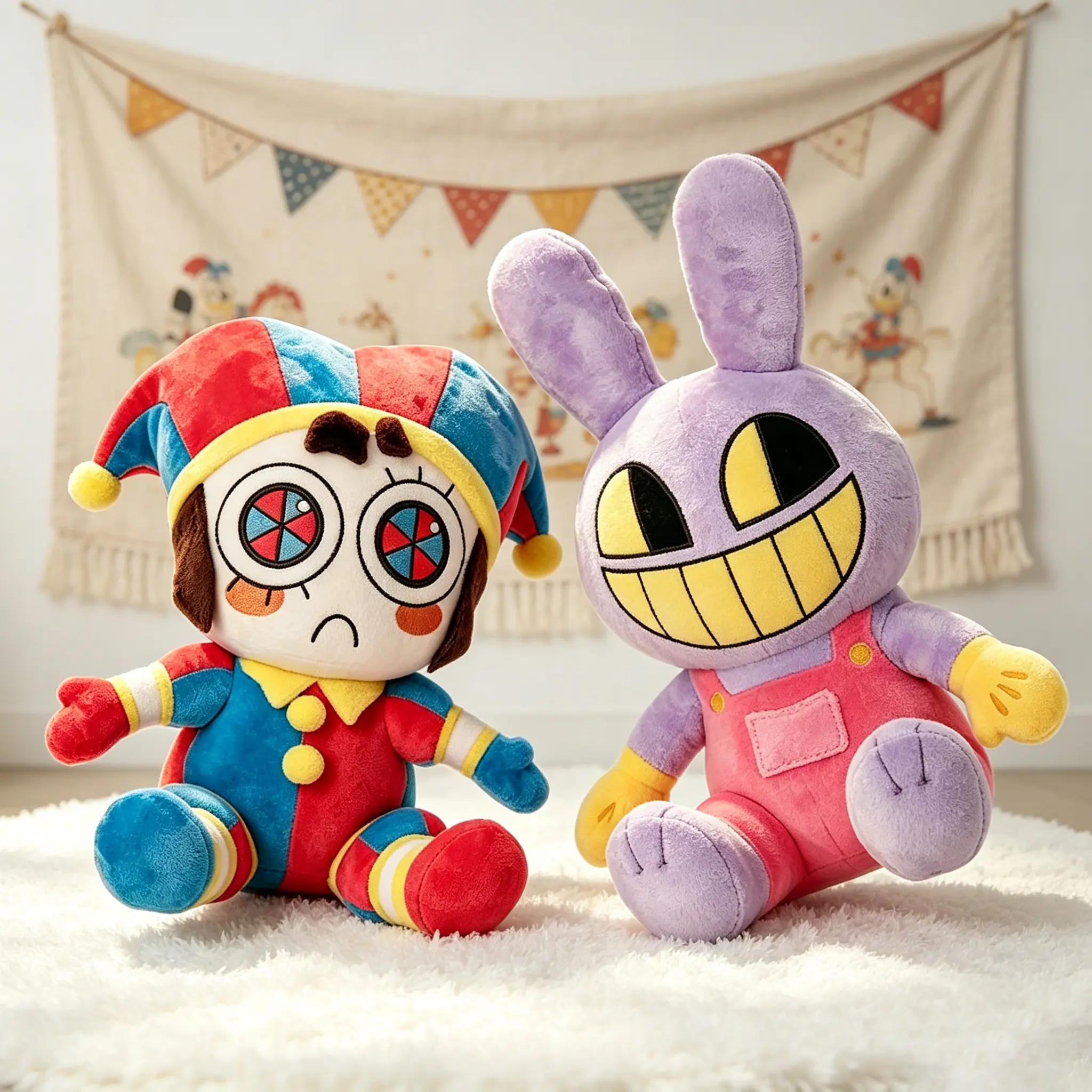 The Amazing Digital Circus ADC Series Stuffed Toys Set - Cute Collectibles Jax Rabbit & Pomni Clown Playful Soft Ragdoll Pillows, Birthday Gifts for Fans (Pretend Play Compatible)