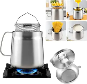 6-in-1 Bacon Grease Keeper & Oil Filter Pot - 68oz/50oz Stainless Steel Grease Container with Strainer, Multi-Purpose Fryer Pot for Kitchen, Dishwasher Safe (2 Size Options)