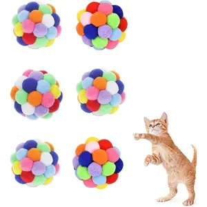 6PCS Cat Toys 1.97" Soft Plush Balls for Kittens & Indoor Cats Machine-Washable Fuzzy Chew Toys Noiseless Squeeze Play Durable Multicolor Kitten Toy Balls