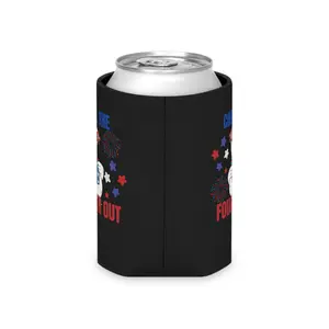 Patriotic 'Chill the Fourth Out' Can Cooler – 4th of July Beer Koozie