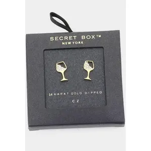 14K CZ Cocktail Stud Earrings