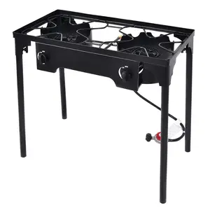 GEEKHOM Camping Stove, 2 Burner Propane Camp Stove w/Detachable Legs, 150,000-BTU Output, 20 PSI Regulator & CSA Certification, 30’’ Outdoor Stove, High Pressure Propane Burner for BBQ (2 Burner)