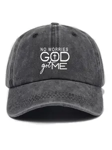 Vintage Letter Print Wash Denim Hat, Casual Outdoor Sports Baseball Hat for Men & Women, Fashion Accessories for Daily Wear