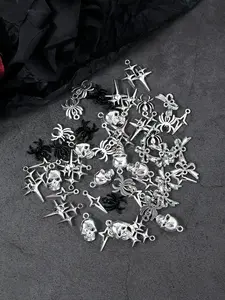 10 Gothic Punk Skull Spider Cross Butterfly Charms, DIY Jewelry Making, Earrings Necklaces Bracelets Keychains, Halloween Accessories