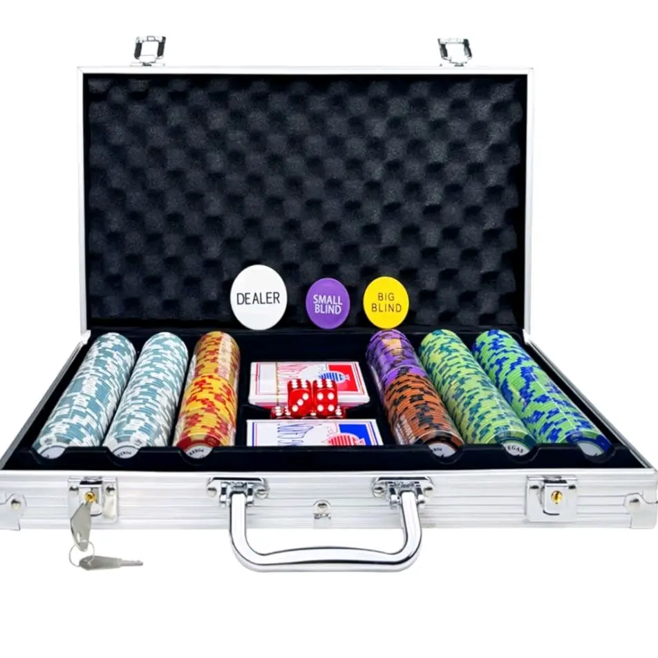 Poker Chips with Numbers,300Pcs Clay Poker Chips Set with Aluminum Travel Case,14 Gram Casino Poker Set for Texas Holdem, Blackjack