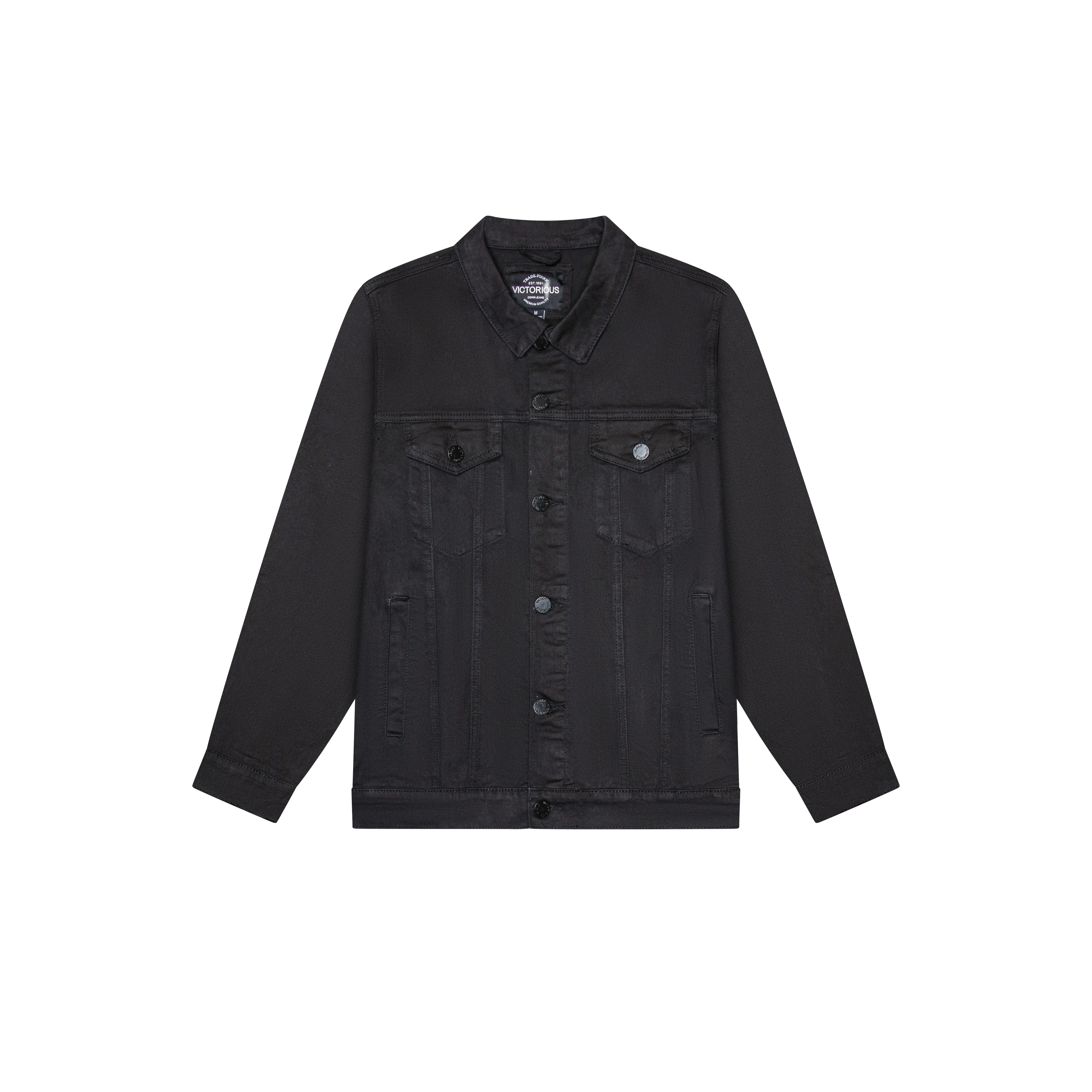 VICTORIOUS Essential Colored Denim Jacket - Classic Fit Long Sleeve Buttoned Pockets 100% Cotton Menswear Tops