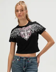 TRUE RELIGION Crystal Wing Womens Baby Tee
