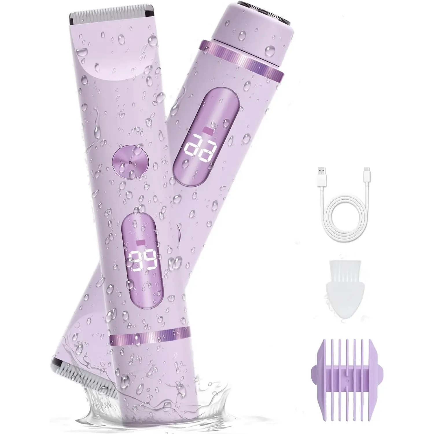 Bikini Trimmer for Women 2 in 1 Cordless Waterproof Electric Trimmer with Dual Head Design for Painless Hair Removal & Silky Glow Finish