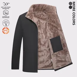 Men's Autumn Winter Thick Fleece Lined Cotton Jacket Coat, Stylish Casual Solid Color Warm Flannel Overcoats with Zipper Pockets, Classic Business Style Zip Up Cardigan, Suitable for Daily Outings & Outdoor Activities