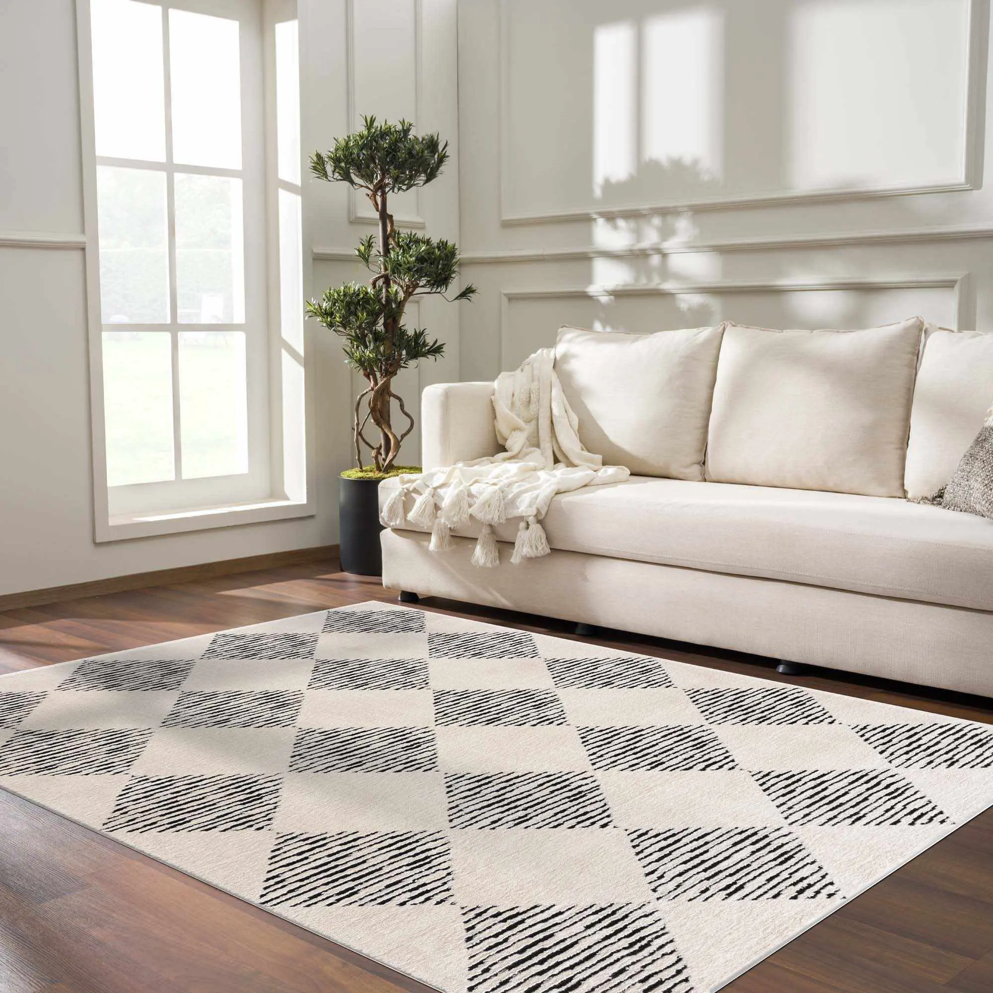Fauci Diamond Checkered Area Rug
